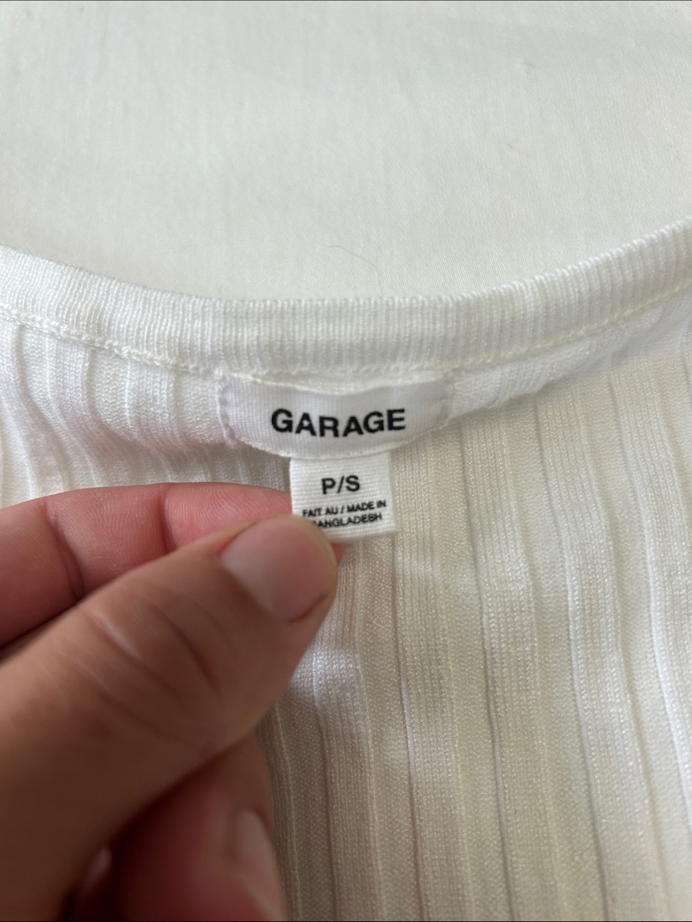 Garage White Ribbed V-Neck Button Front Top - Picture 2 of 3